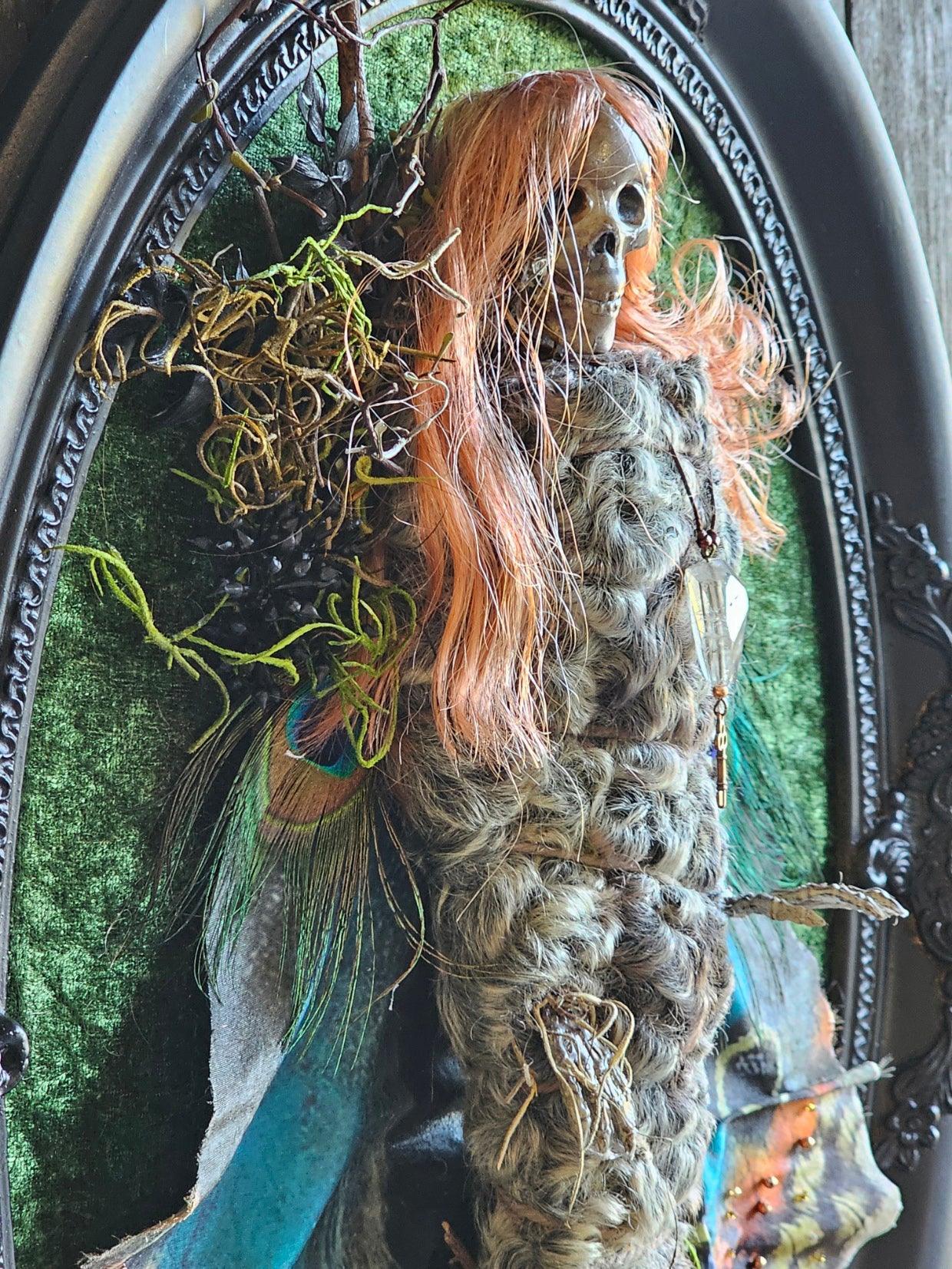 Dead Fairy - Black Forest fairies series 1 - art doll sculpture in mummified in lamb skin - That Creative Feeling