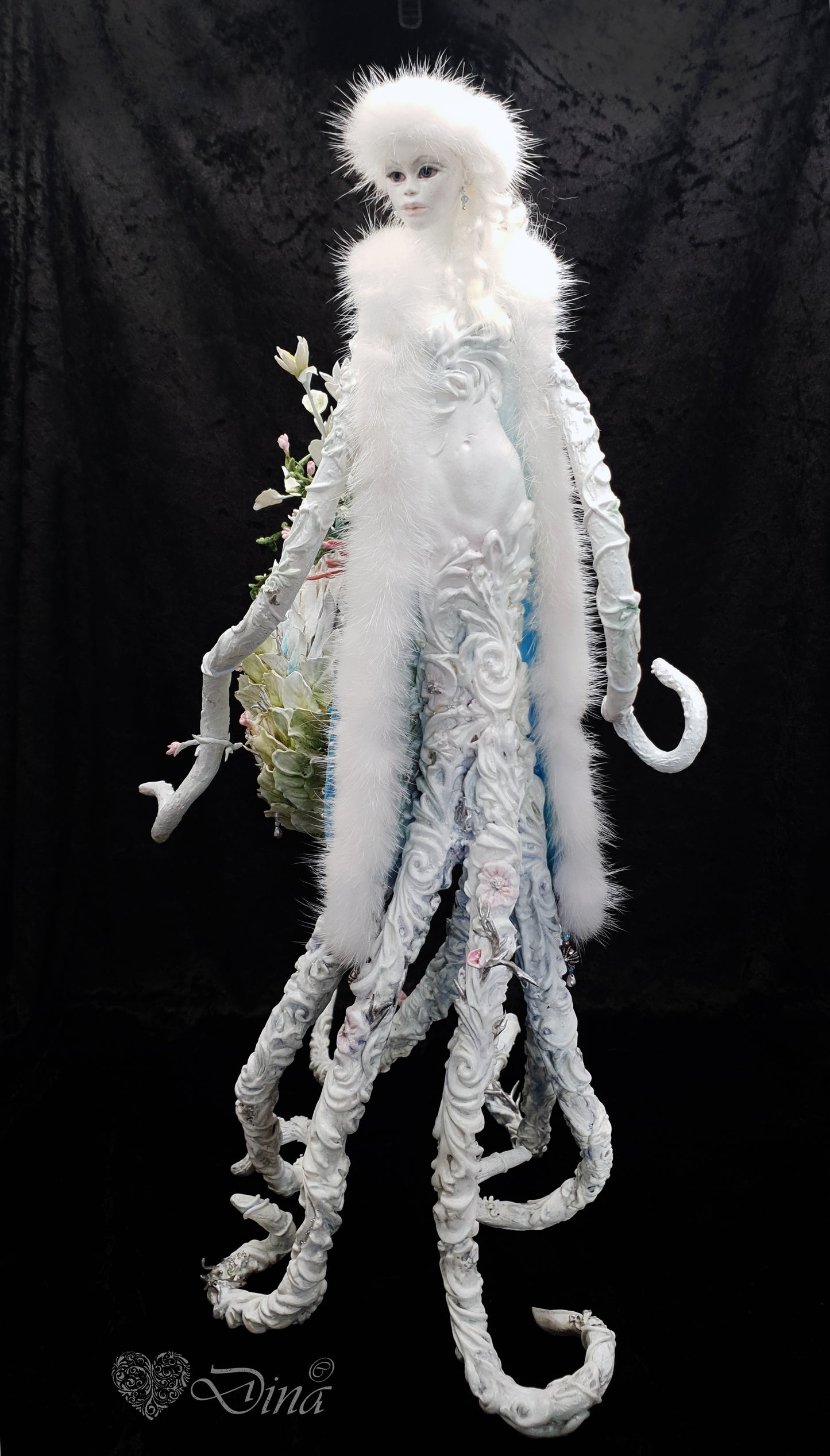 SOLD – Octopodian Diva – octopus art doll by Dina