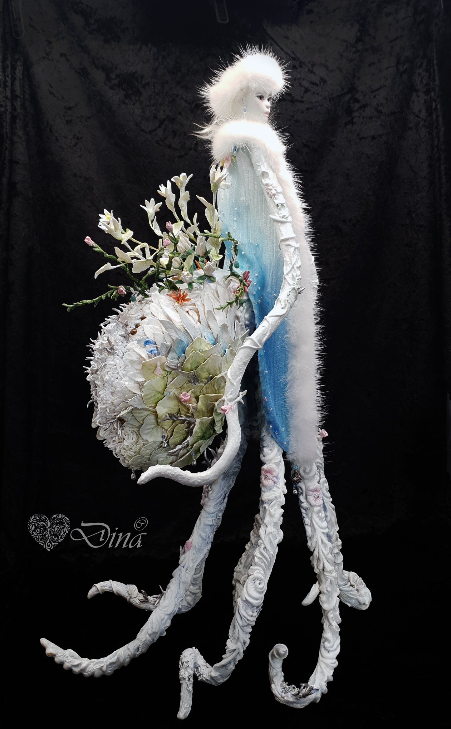 SOLD – Octopodian Diva – octopus art doll by Dina