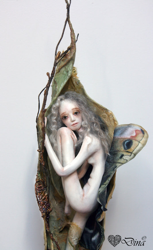 SOLD - 'Promethea Awakening' – OOAK butterfly art doll by Dina