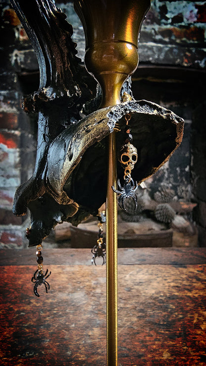 Candle holder - Roe deer skull on brass