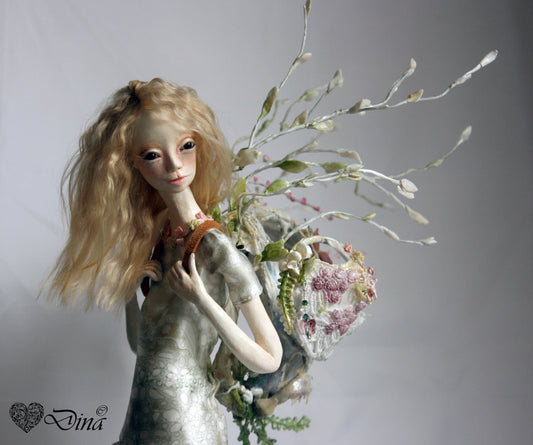 SOLD - 'Tamyka’s Home' – hybrid snail-girl art doll by Dina