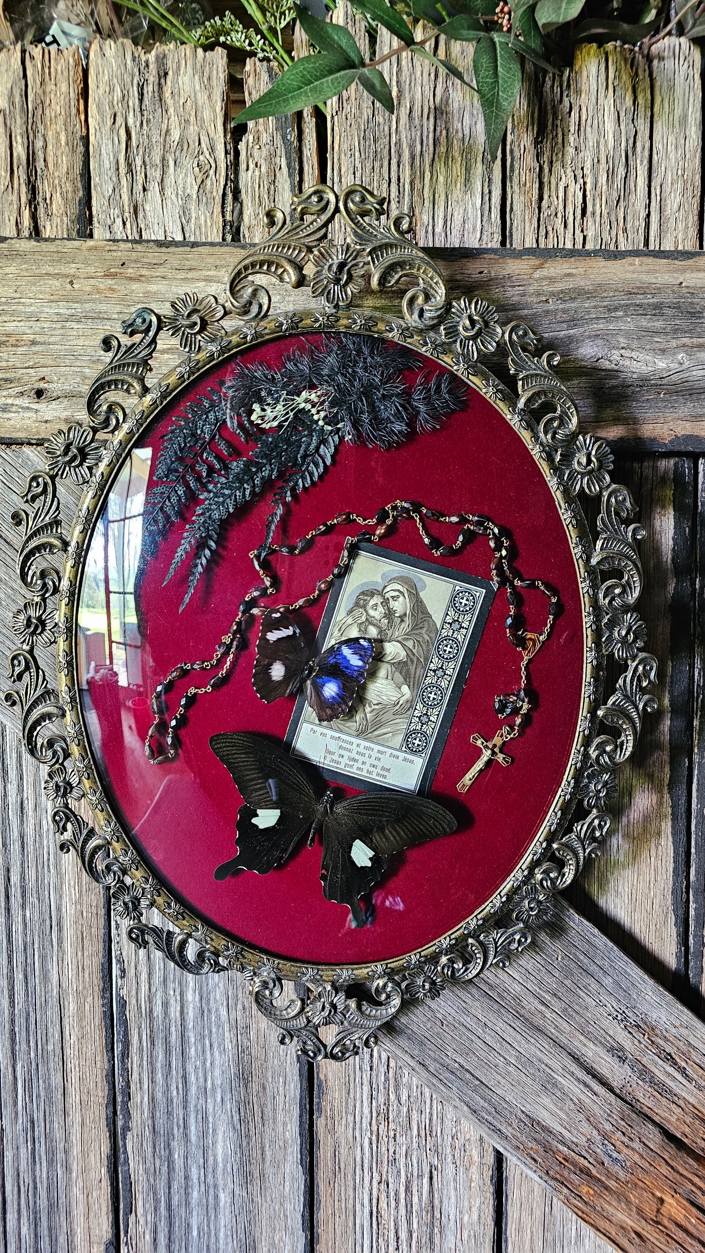 Frame vintage - Brass Italian Gothic bubble frame with butterflies