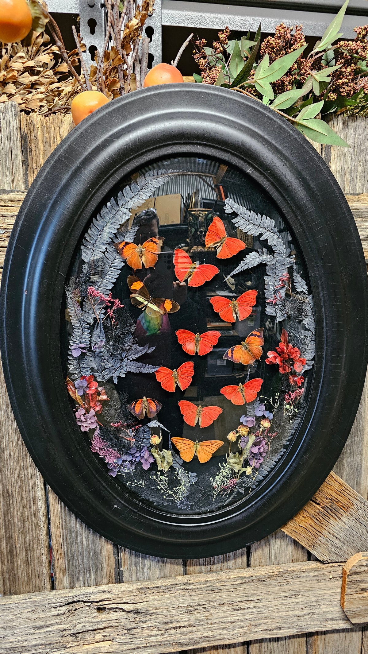 Frame vintage - with Red Sangria butterflies
