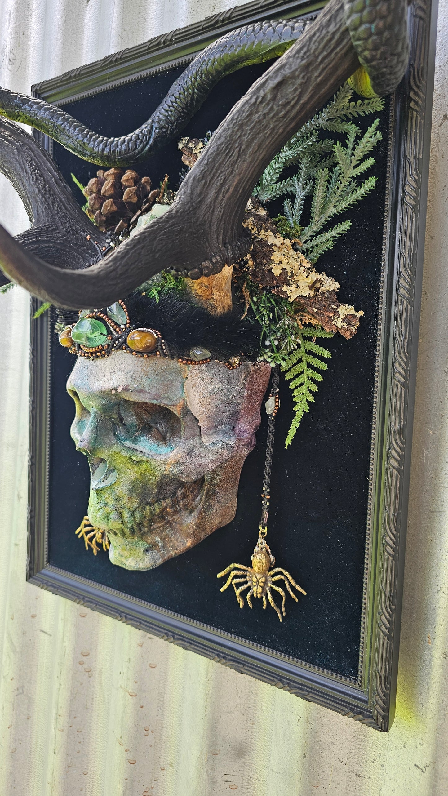 Deer antlers - 'Ancients Lost vii' fallow deer with human-sized skull and snake art